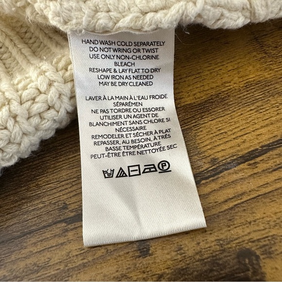 Free People Ivory Knit Sweater Size Small Oversized Crop - Picture 8 of 10